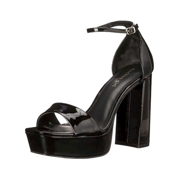Madden Girl High Heel Platform Sandals Women Size 8.5 Faux Patent Leather NEW - Picture 1 of 8